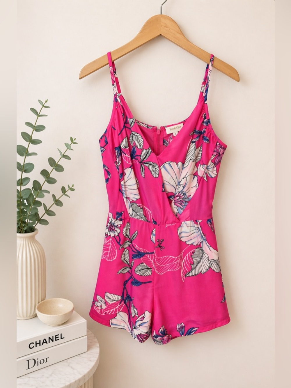 Yumi Kim Hot Pink Floral Romper Size S Summer Vacation Resort